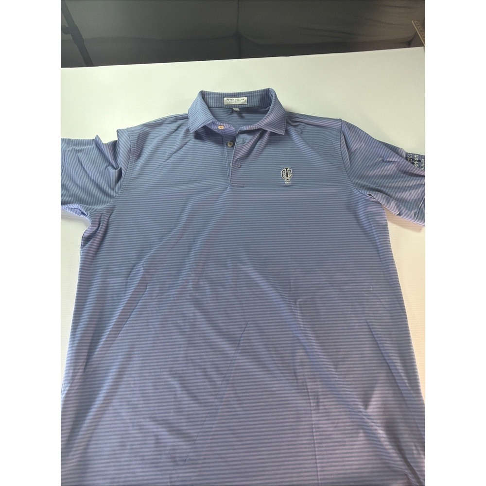 Peter Millar Summer Comfort Striped Golf Polo Men's Medium Embroidered
